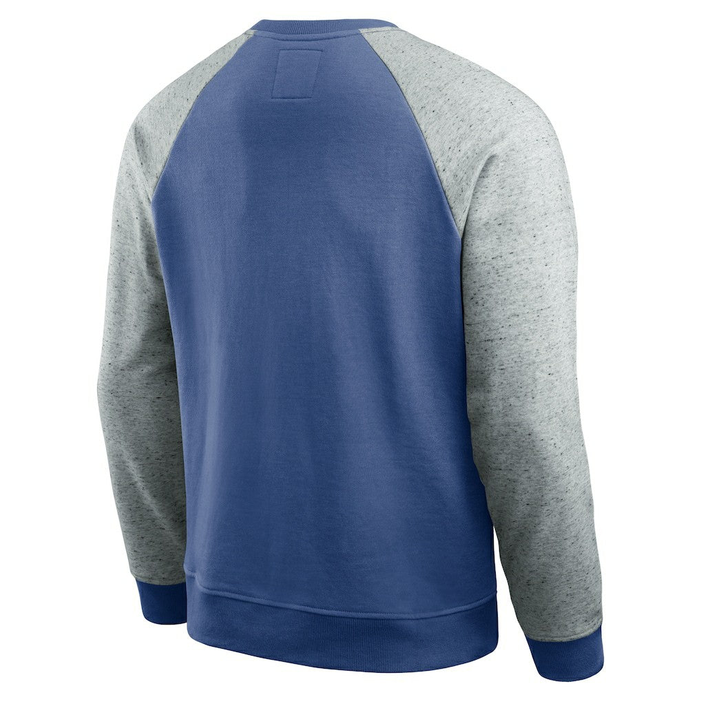 Seattle Seahawks Darius Rucker Collection Throwback Color Block Raglan Pullover Sweatshirt Royal/Heather Gray