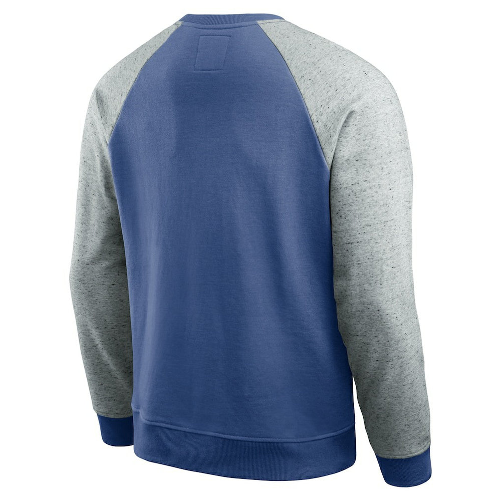 Seattle Seahawks Darius Rucker Collection Throwback Color Block Raglan Pullover Sweatshirt Royal/Heather Gray