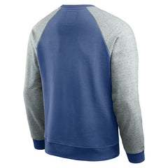Seattle Seahawks Darius Rucker Collection Throwback Color Block Raglan Pullover Sweatshirt Royal/Heather Gray