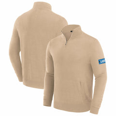 Detroit Lions J. Palmer Franchise Quarter-Zip Sweater Tan