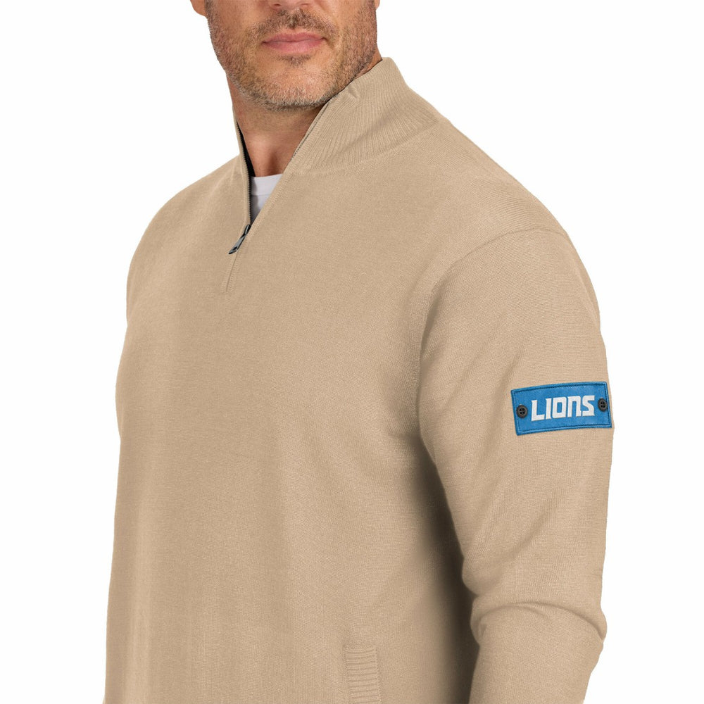 Detroit Lions J. Palmer Franchise Quarter-Zip Sweater Tan