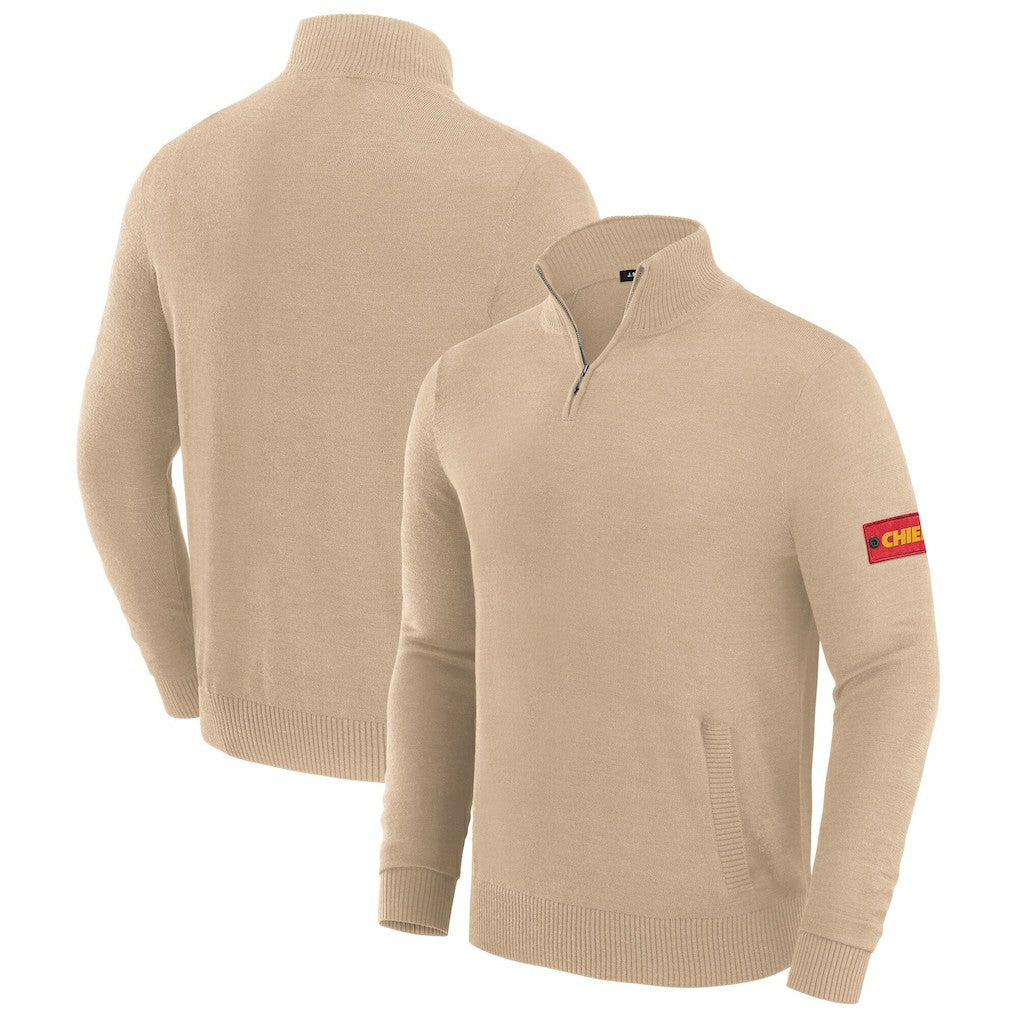Kansas City Chiefs J. Palmer Franchise Quarter-Zip Sweater Tan