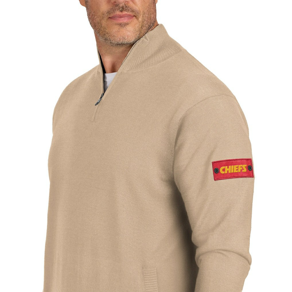 Kansas City Chiefs J. Palmer Franchise Quarter-Zip Sweater Tan