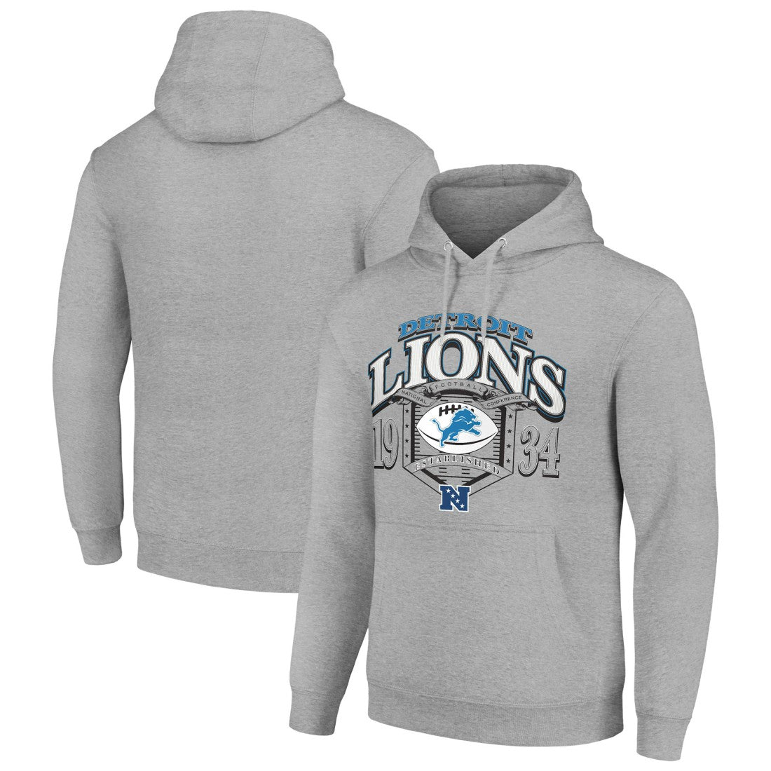 Detroit Lions Starter 80s Retro Pullover Hoodie Heather Gray