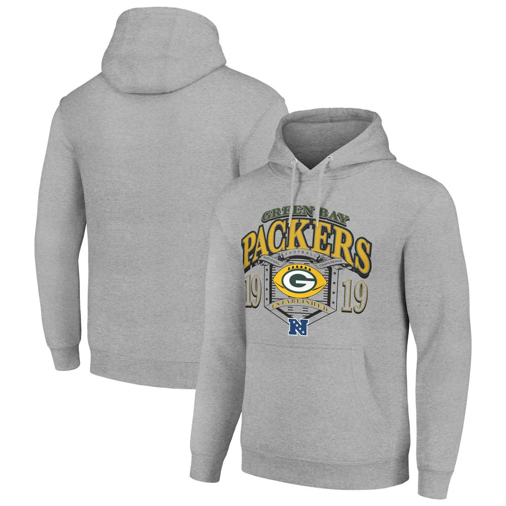 Green Bay Packers Starter 80s Retro Pullover Hoodie Heather Gray