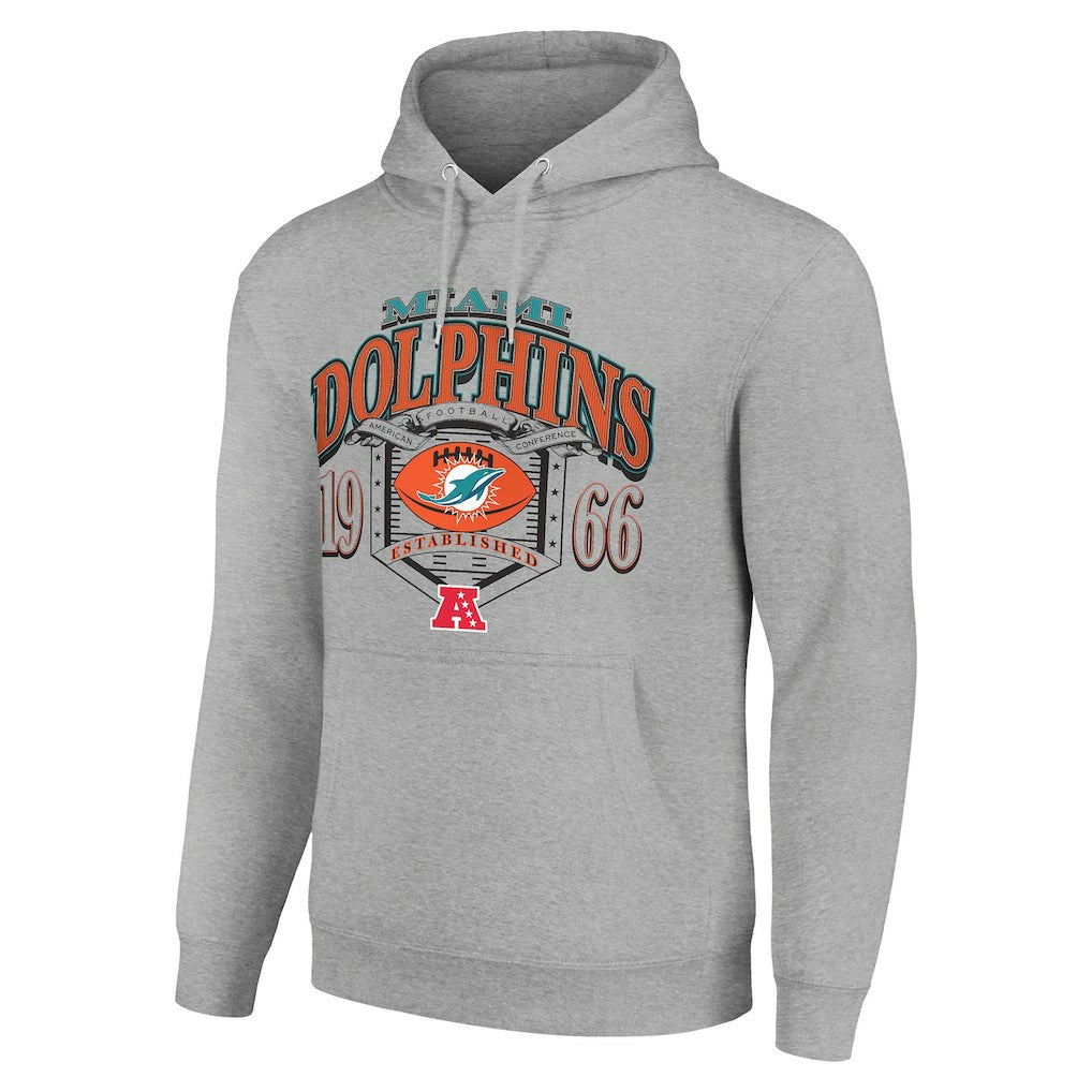 Miami Dolphins Starter 80s Retro Pullover Hoodie Heather Gray