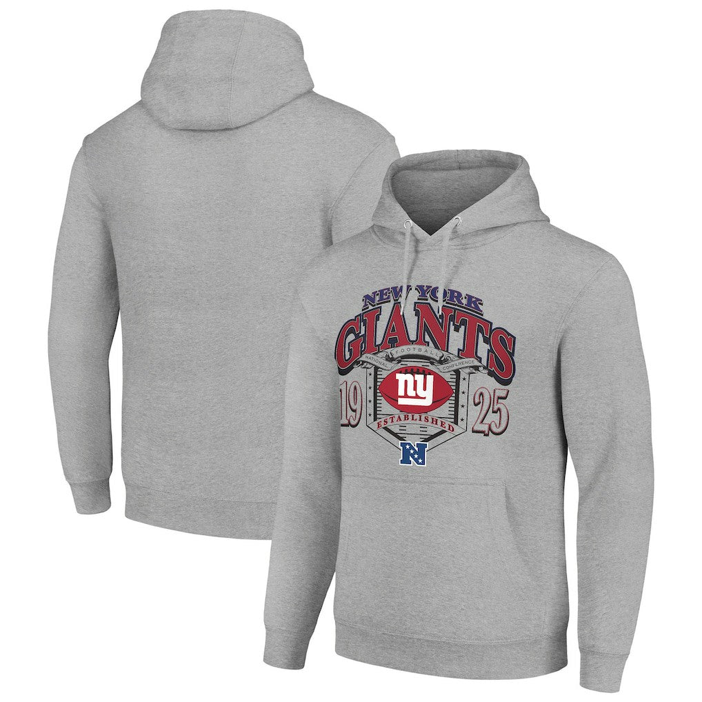 New York Giants Starter 80s Retro Pullover Hoodie Heather Gray