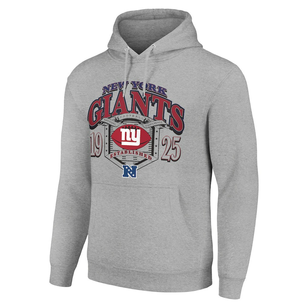 New York Giants Starter 80s Retro Pullover Hoodie Heather Gray