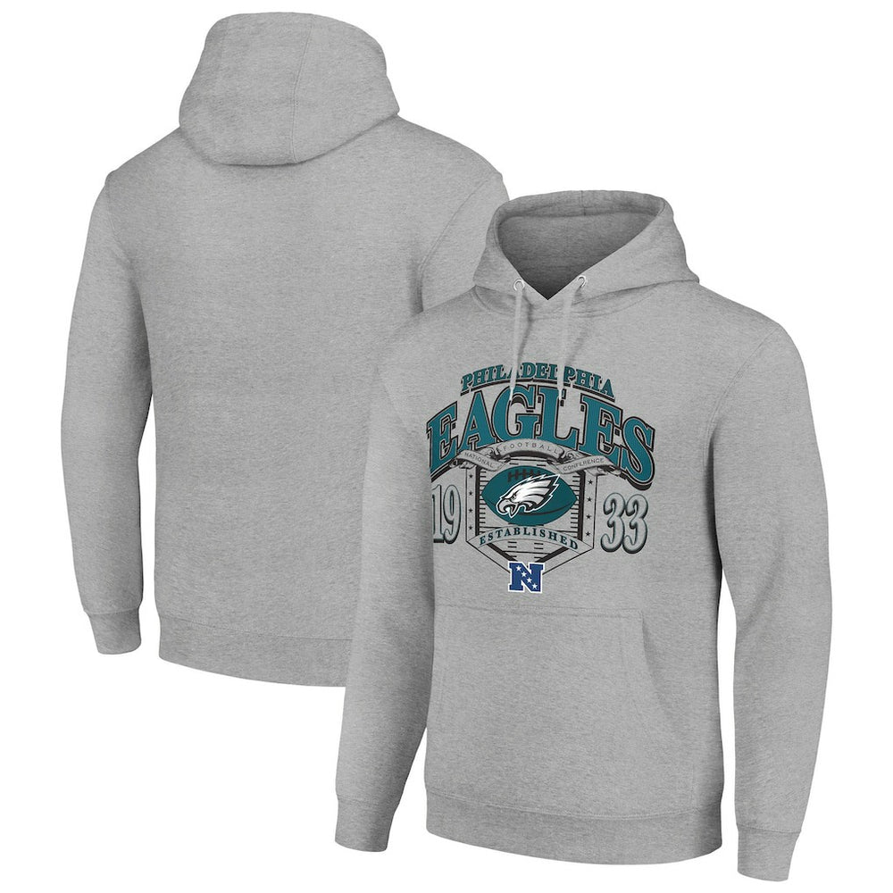 Philadelphia Eagles Starter 80s Retro Pullover Hoodie Heather Gray