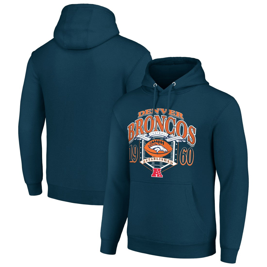 Denver Broncos Starter 80s Retro Pullover Hoodie Navy