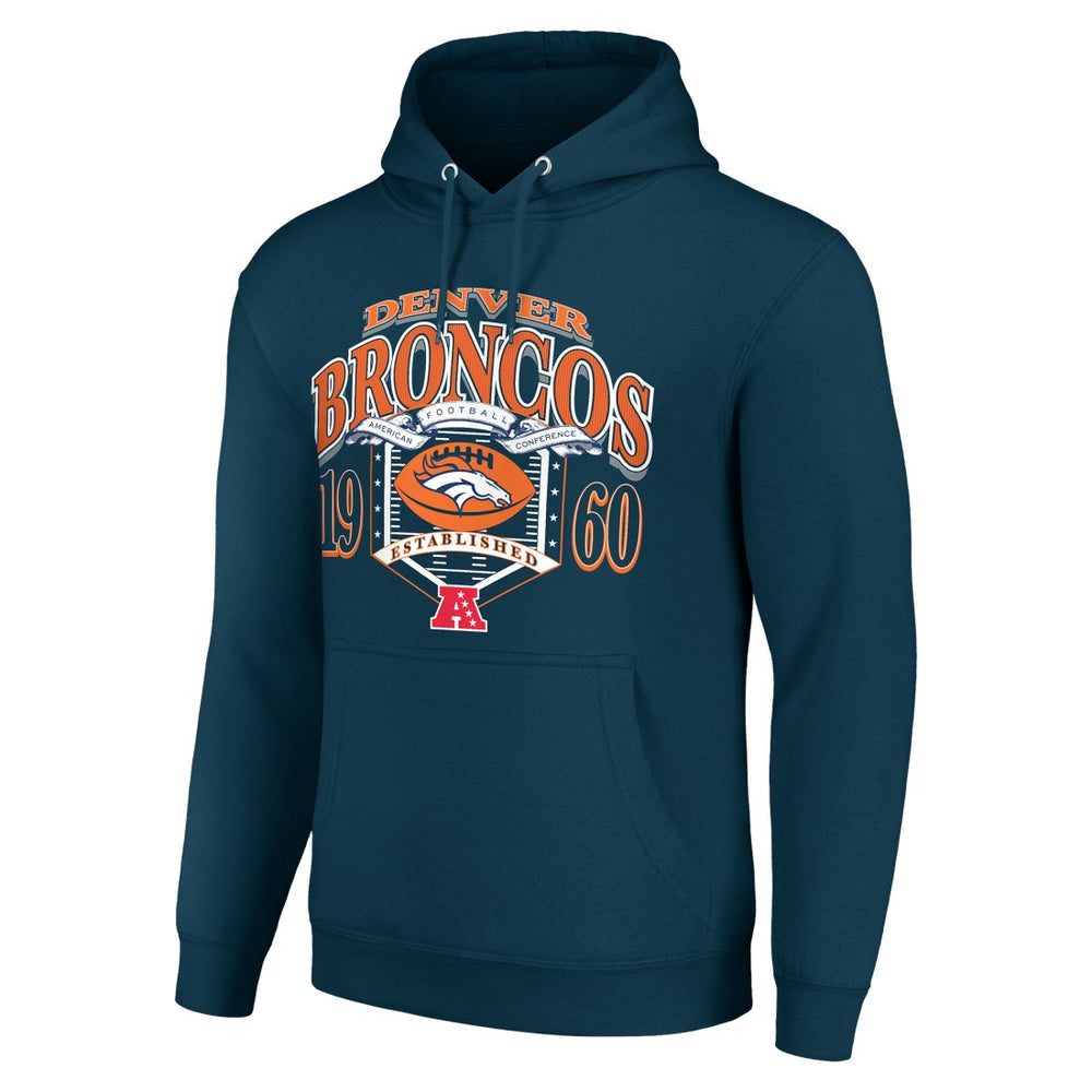 Denver Broncos Starter 80s Retro Pullover Hoodie Navy