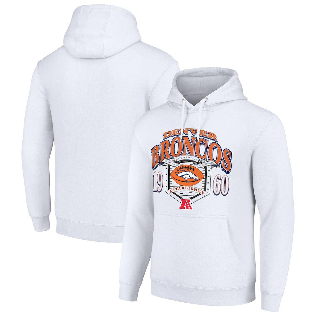 Denver Broncos Starter 80s Retro Pullover Hoodie White