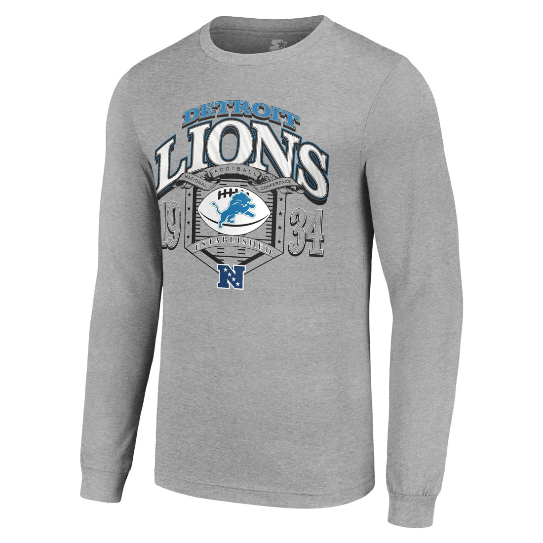 Detroit Lions Starter Retro Long Sleeve Graphic T-Shirt Heather Gray