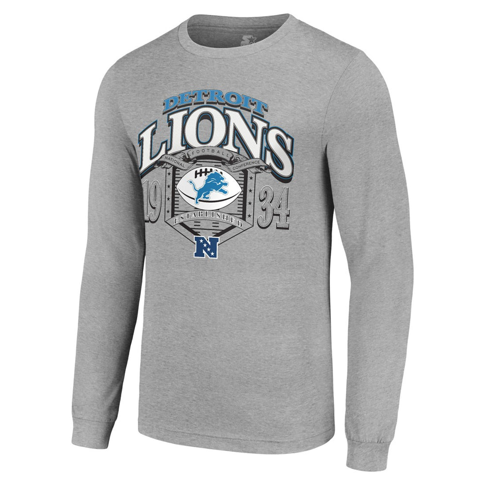 Detroit Lions Starter Retro Long Sleeve Graphic T-Shirt Heather Gray