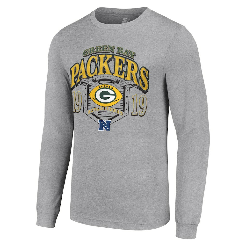 Green Bay Packers Starter Retro Long Sleeve Graphic T-Shirt Heather Gray