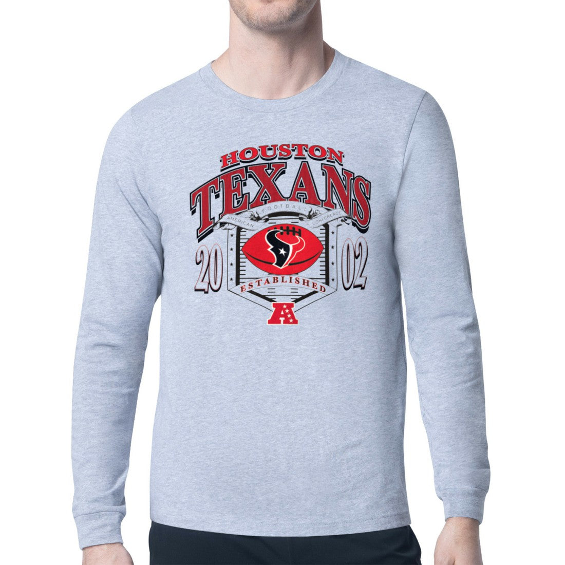 Houston Texans Starter Retro Long Sleeve Graphic T-Shirt Heather Gray