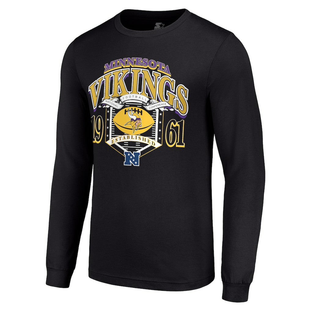 Minnesota Vikings Starter Retro Long Sleeve Graphic T-Shirt Black