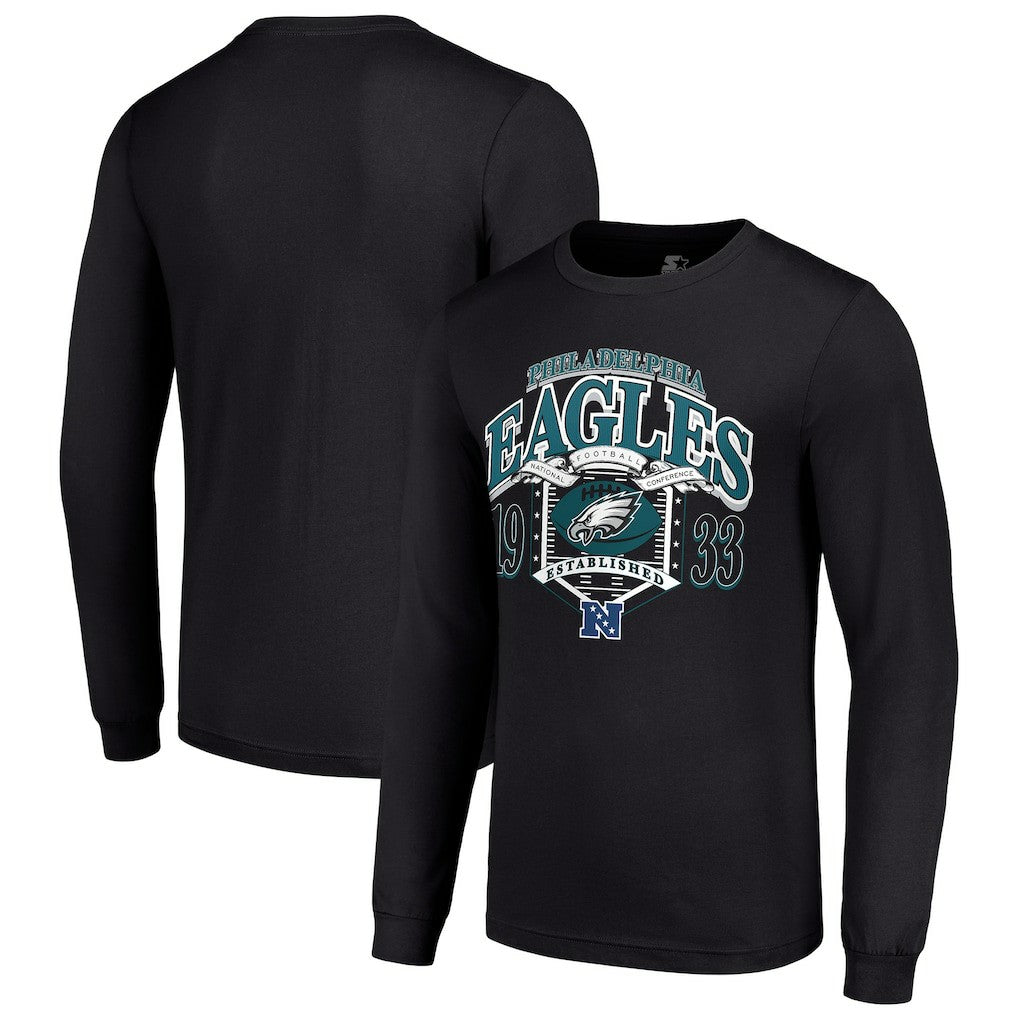 Philadelphia Eagles Starter Retro Long Sleeve Graphic T-Shirt Black
