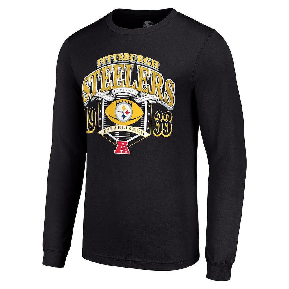 Pittsburgh Steelers Starter Retro Long Sleeve Graphic T-Shirt Black