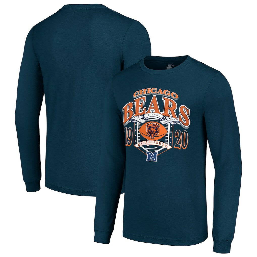 Chicago Bears Starter Retro Long Sleeve Graphic T-Shirt Navy