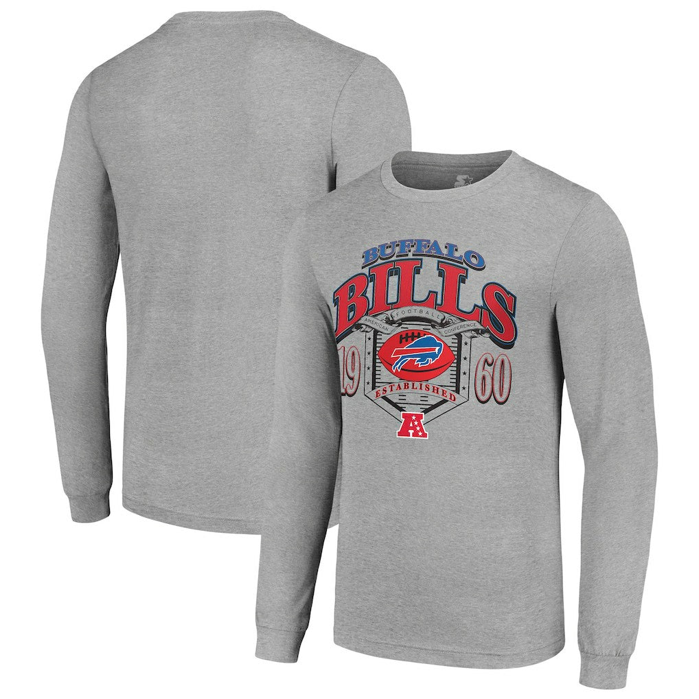 Buffalo Bills Starter Retro Long Sleeve Graphic T-Shirt Heather Gray