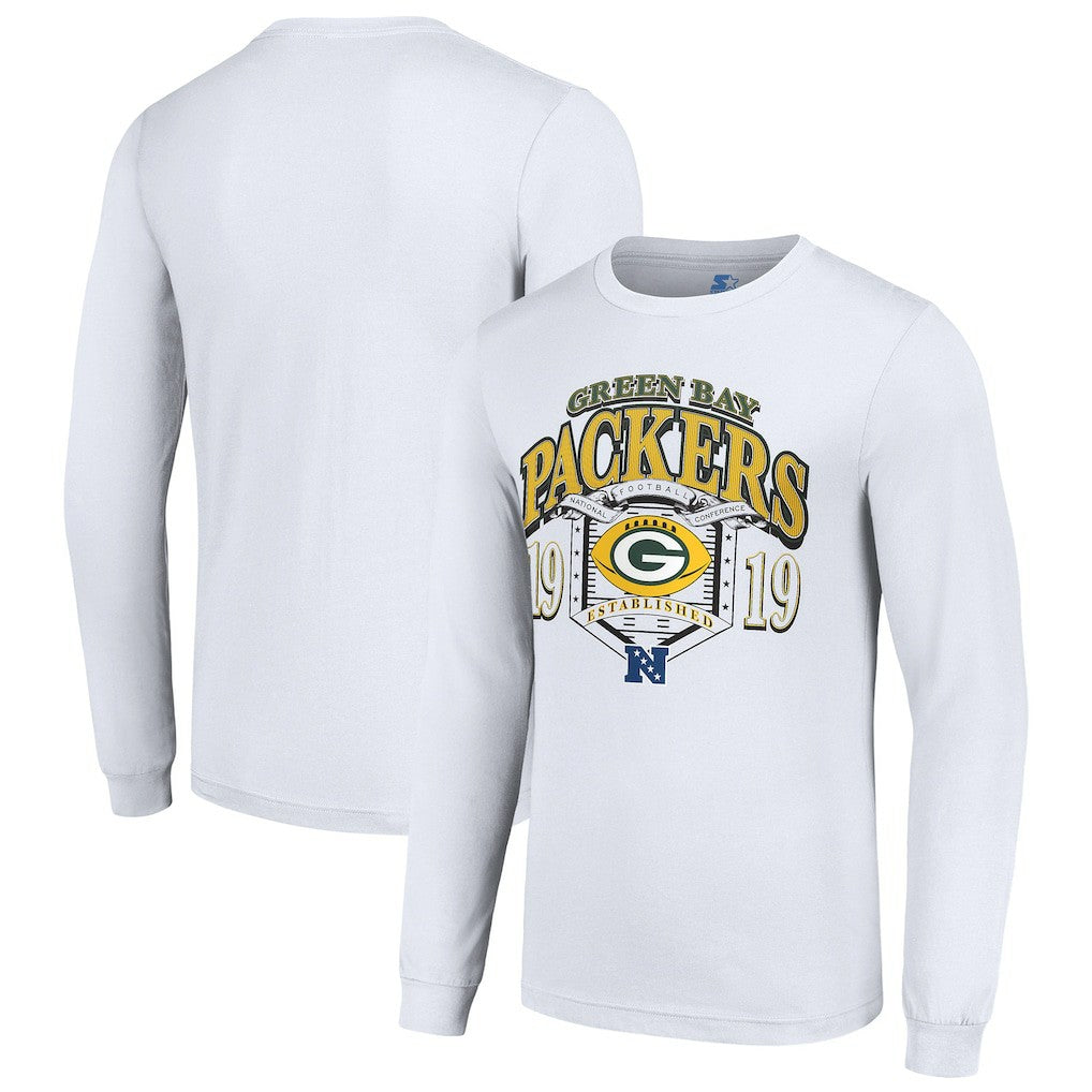 Green Bay Packers Starter Retro Long Sleeve Graphic T-Shirt White