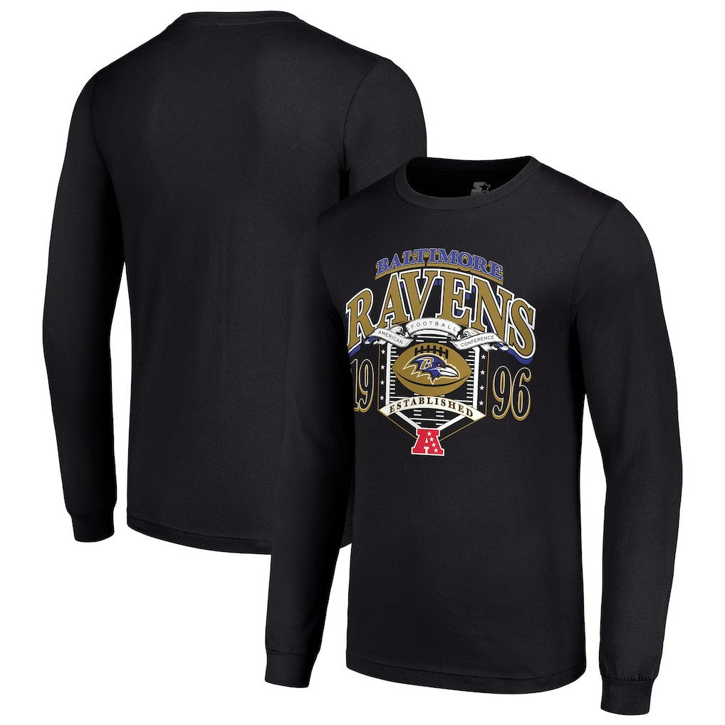 Baltimore Ravens Starter Retro Long Sleeve Graphic T-Shirt Black