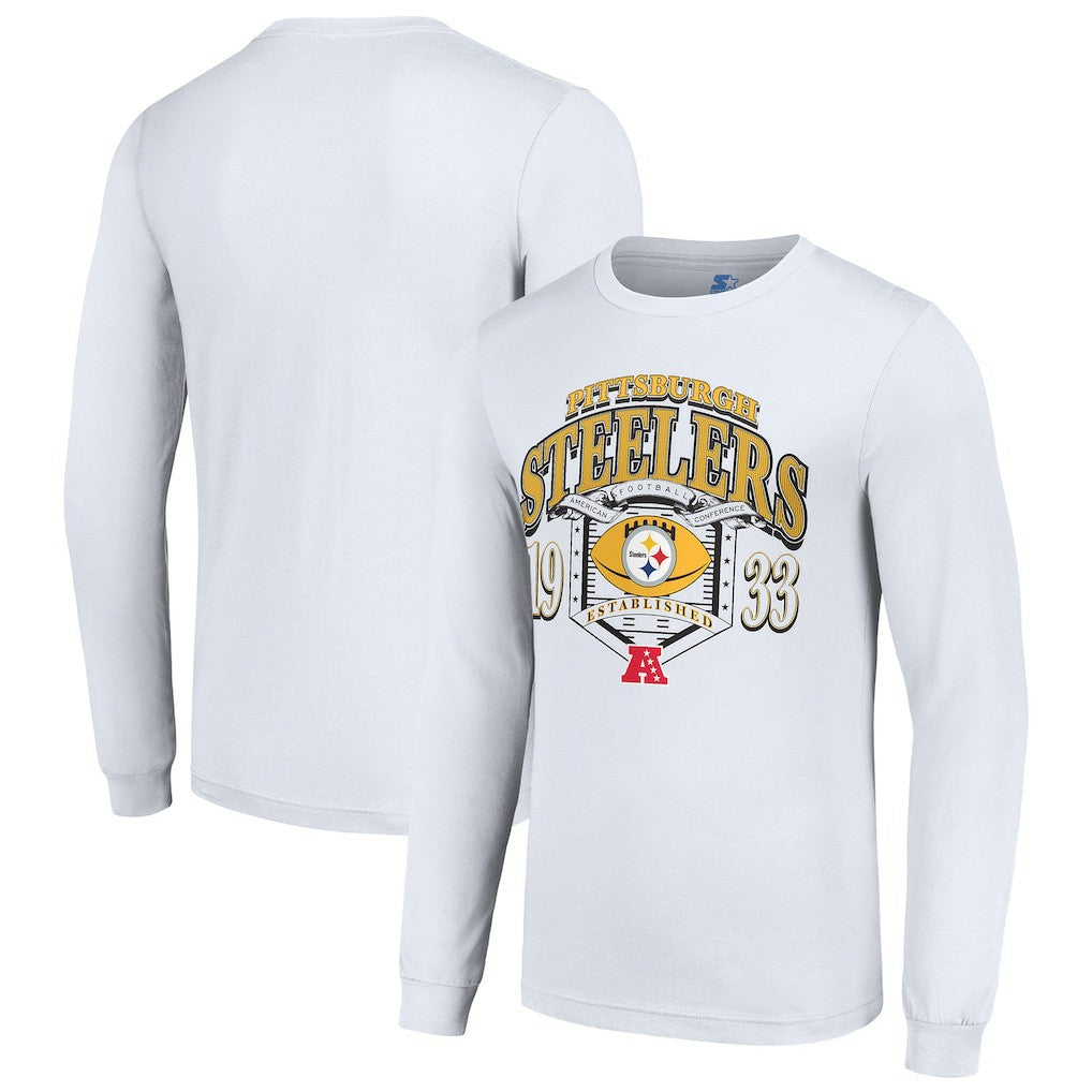 Pittsburgh Steelers Starter Retro Long Sleeve Graphic T-Shirt White