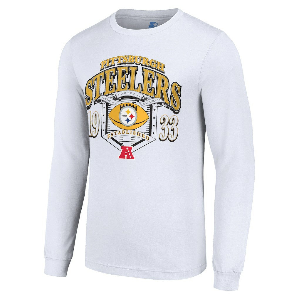 Pittsburgh Steelers Starter Retro Long Sleeve Graphic T-Shirt White
