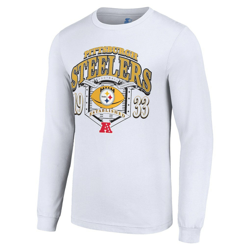 Pittsburgh Steelers Starter Retro Long Sleeve Graphic T-Shirt White