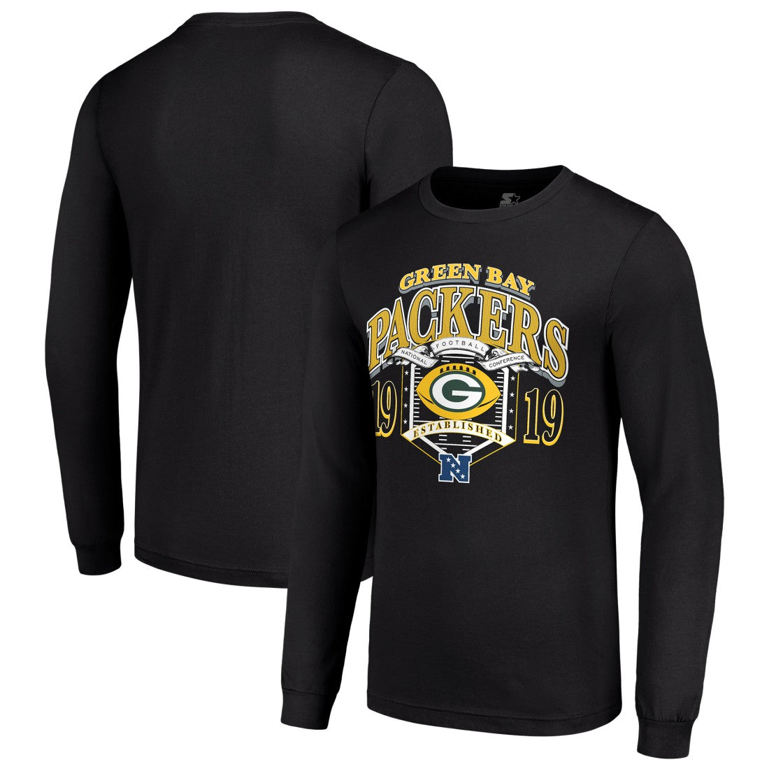 Green Bay Packers Starter Retro Long Sleeve Graphic T-Shirt Black