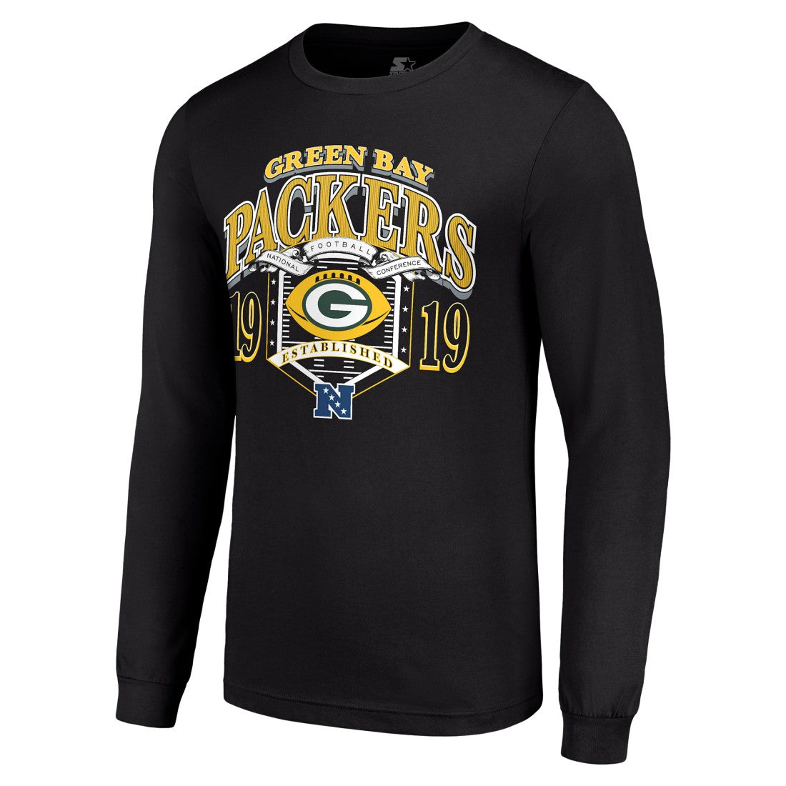 Green Bay Packers Starter Retro Long Sleeve Graphic T-Shirt Black