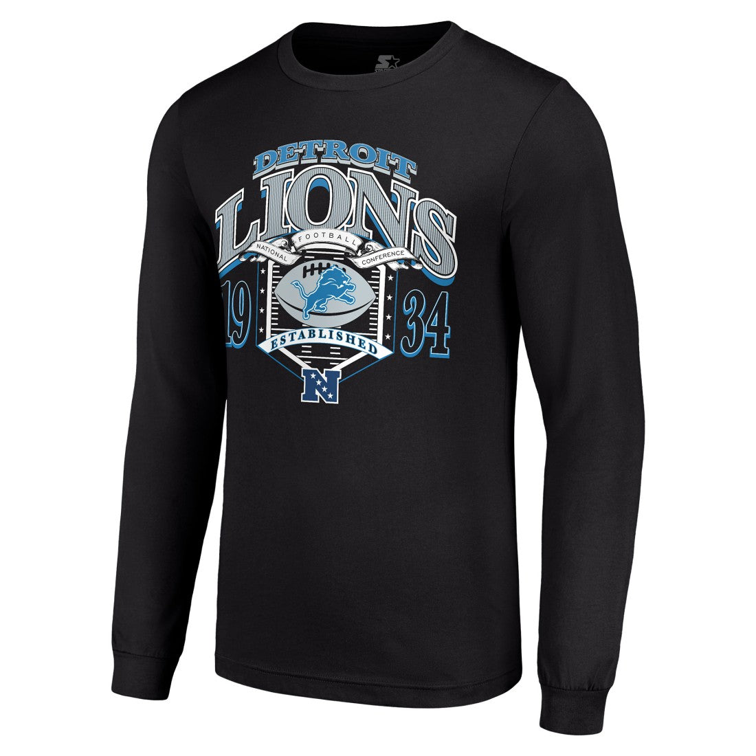 Detroit Lions Starter Retro Long Sleeve Graphic T-Shirt Black