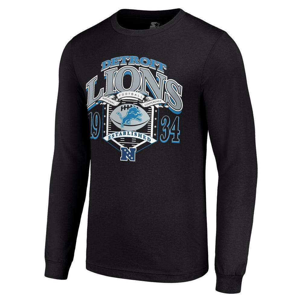 Detroit Lions Starter Retro Long Sleeve Graphic T-Shirt Black