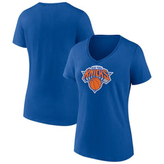 New York Knicks Women's Primary Logo V-Neck T-Shirt Blue