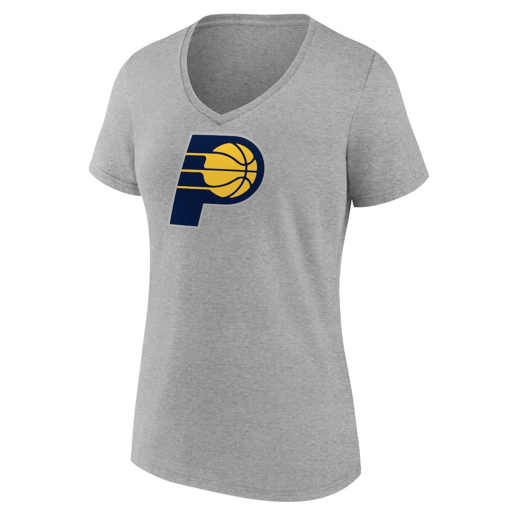 Indiana Pacers Women's Primary Logo V-Neck T-Shirt Gray