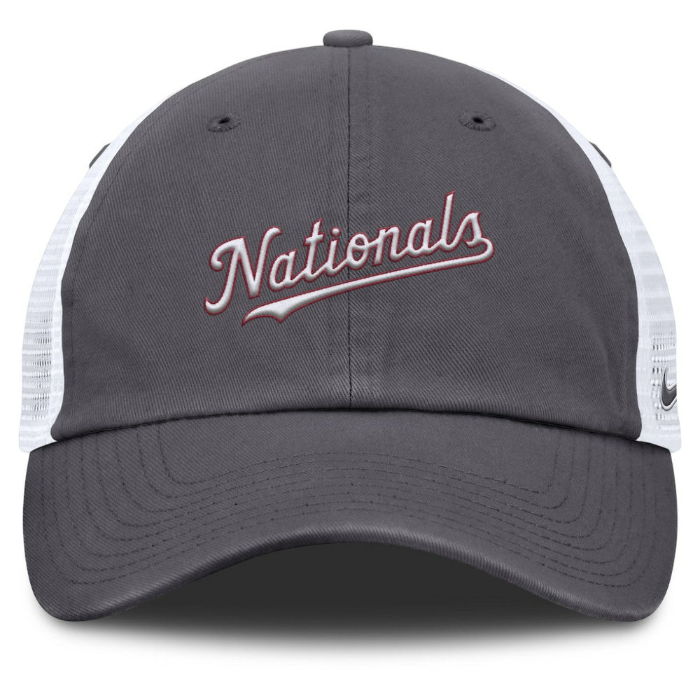Washington Nationals Nike Wordmark Club Adjustable Trucker Hat - Gray Hats