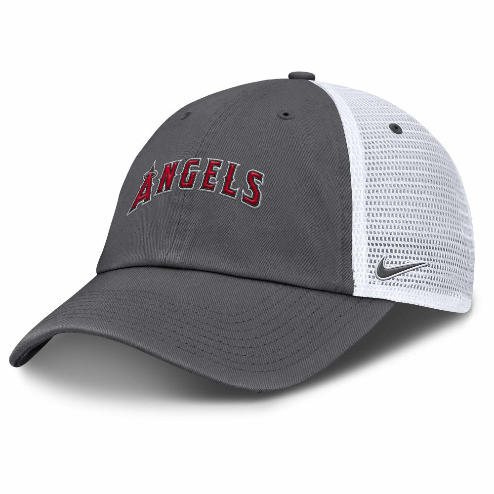Los Angeles Angels Nike Wordmark Club Adjustable Trucker Hat - Gray Hats