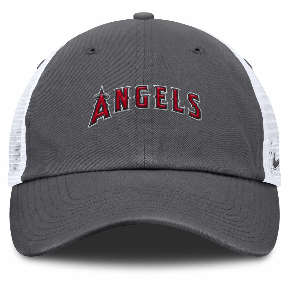 Los Angeles Angels Nike Wordmark Club Adjustable Trucker Hat - Gray Hats