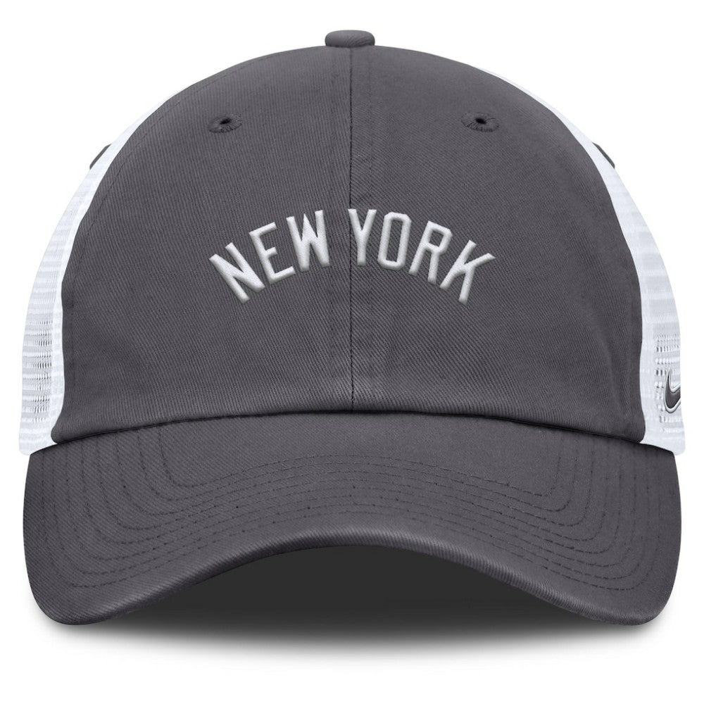 New York Yankees Nike Wordmark Club Adjustable Trucker Hat - Gray Hats