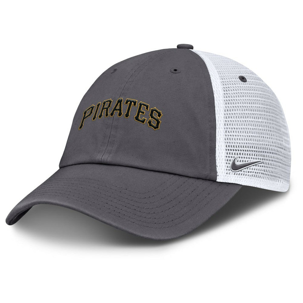 Pittsburgh Pirates Nike Wordmark Club Adjustable Trucker Hat - Gray Hats