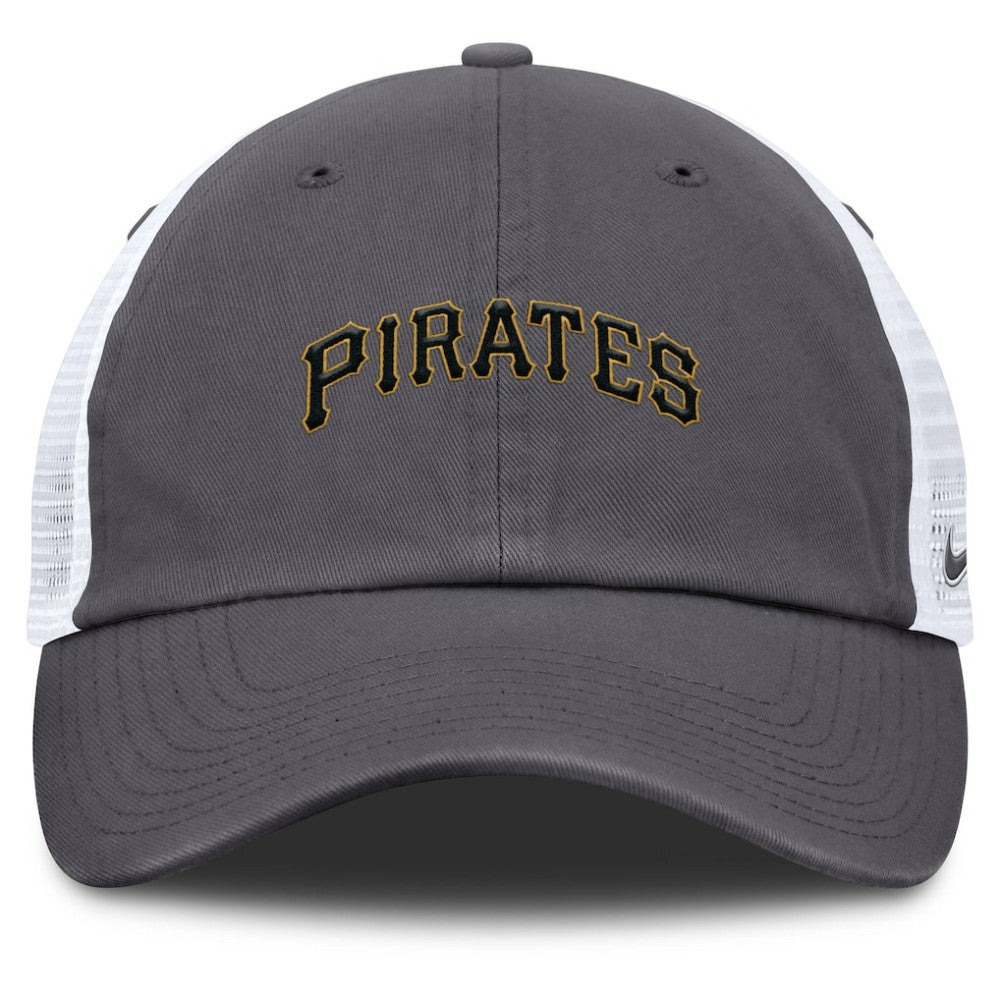 Pittsburgh Pirates Nike Wordmark Club Adjustable Trucker Hat - Gray Hats