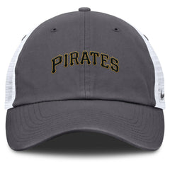 Pittsburgh Pirates Nike Wordmark Club Adjustable Trucker Hat - Gray Hats