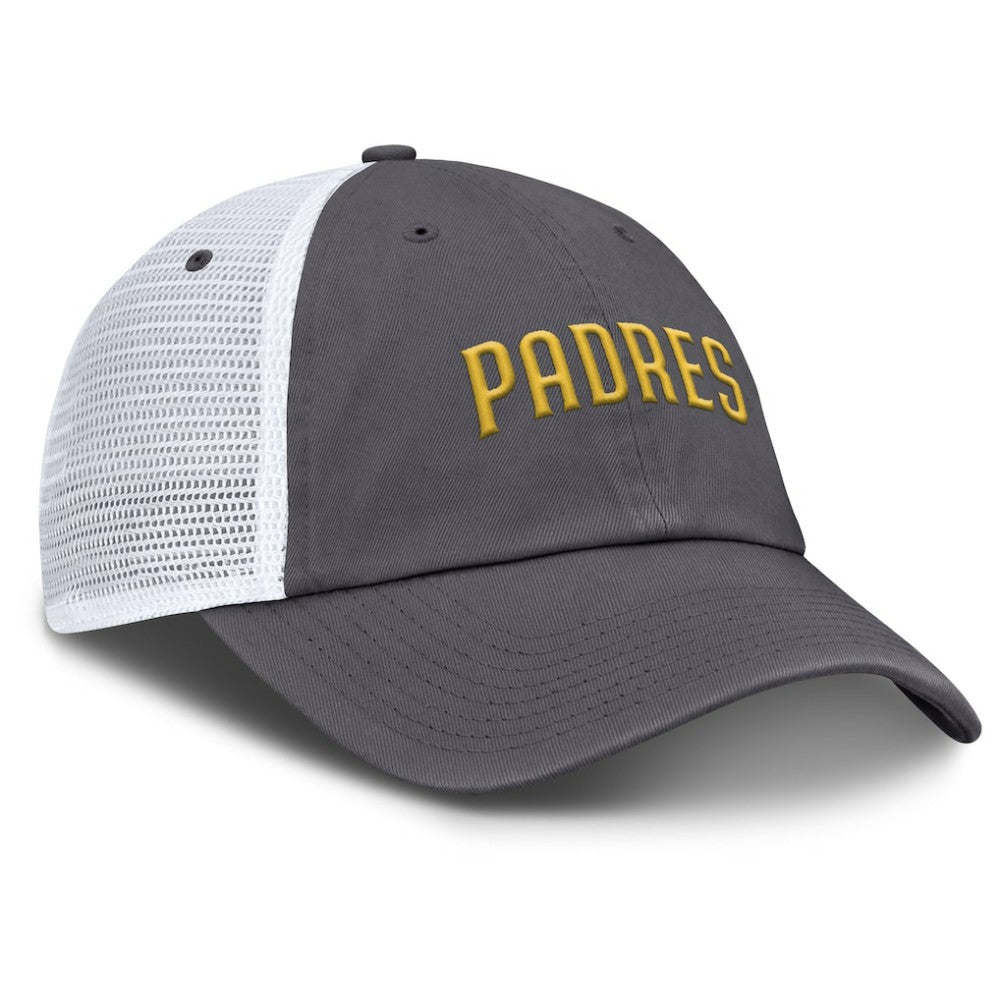 San Diego Padres Nike Wordmark Club Adjustable Trucker Hat - Gray Hats