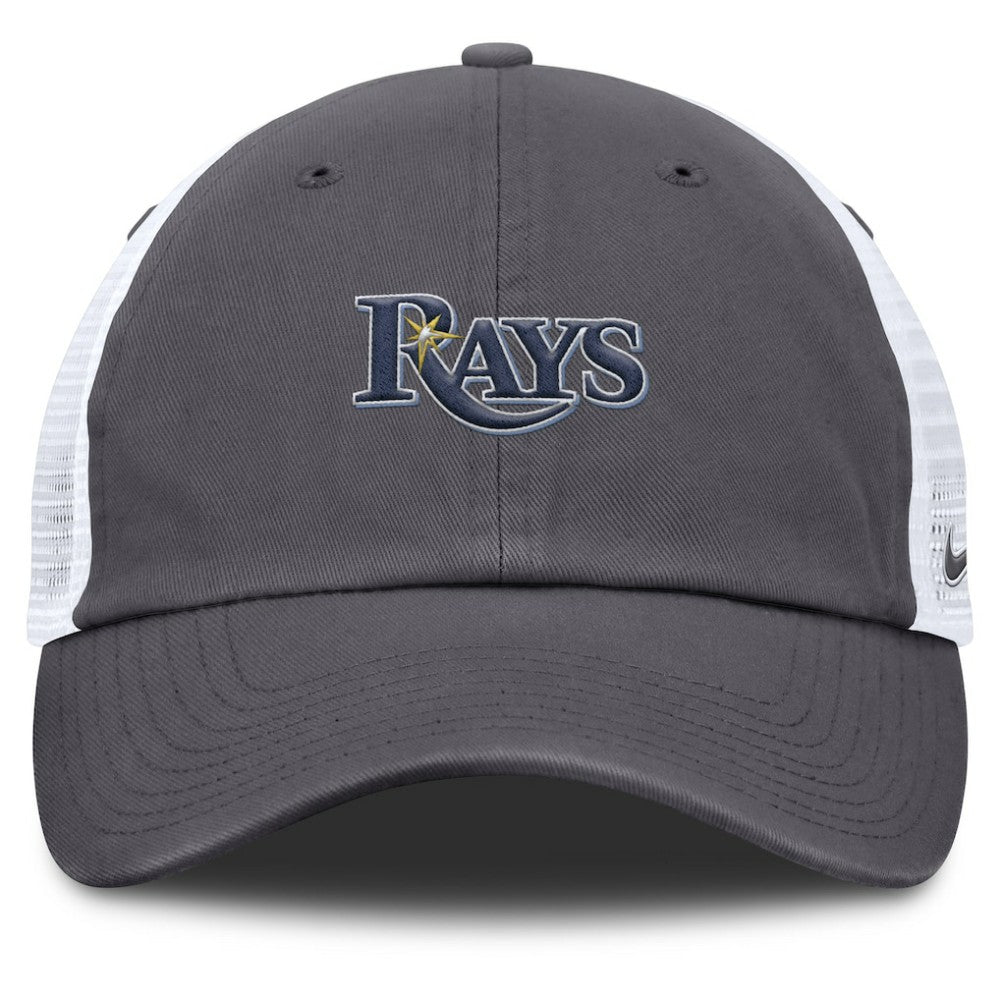 Tampa Bay Rays Nike Wordmark Club Adjustable Trucker Hat - Gray Hats