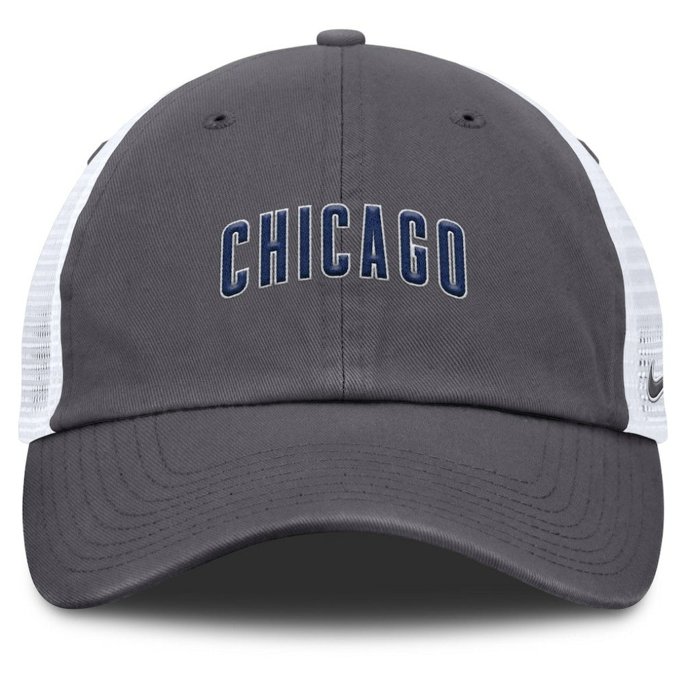 Chicago Cubs Nike Wordmark Club Adjustable Trucker Hat - Gray Hats