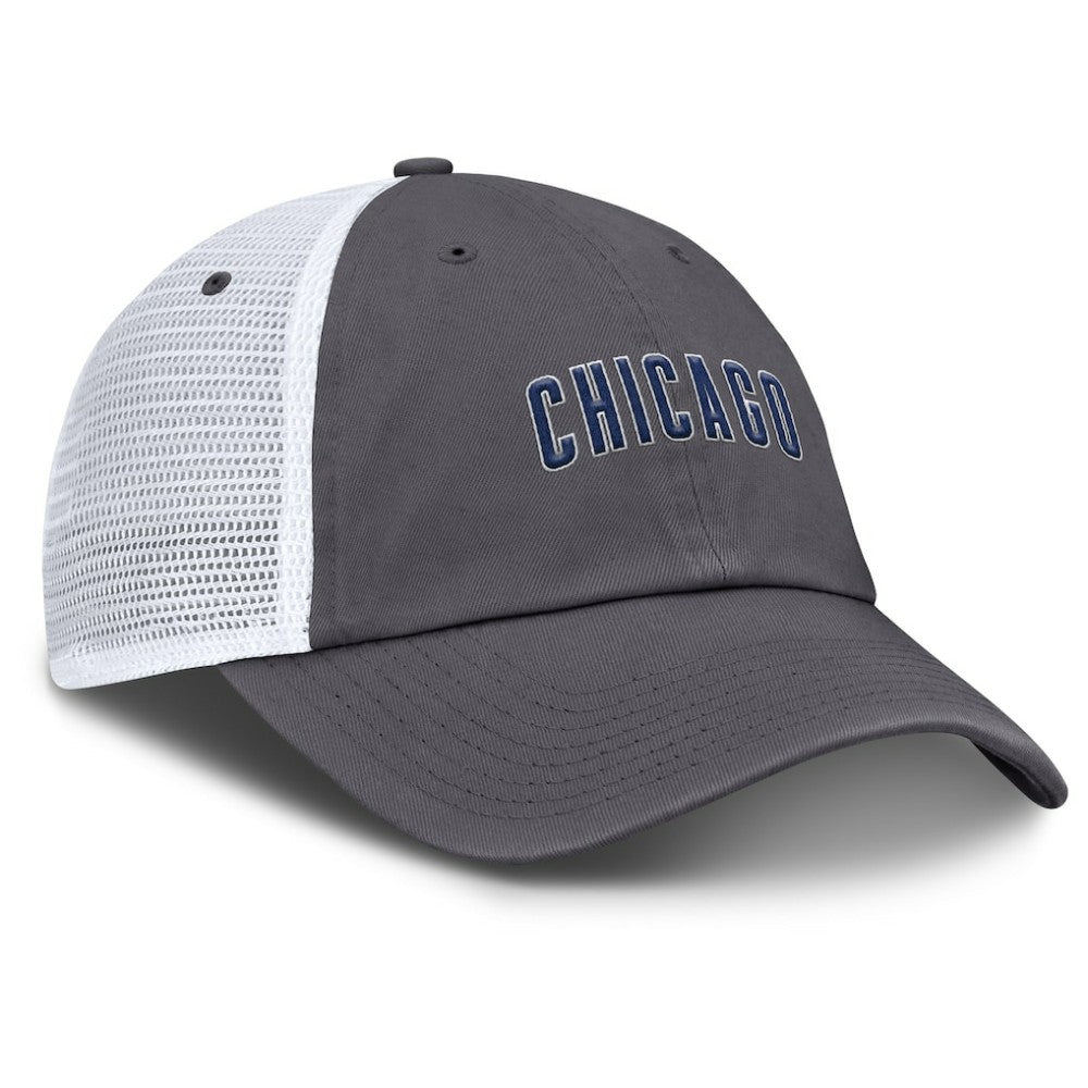 Chicago Cubs Nike Wordmark Club Adjustable Trucker Hat - Gray Hats