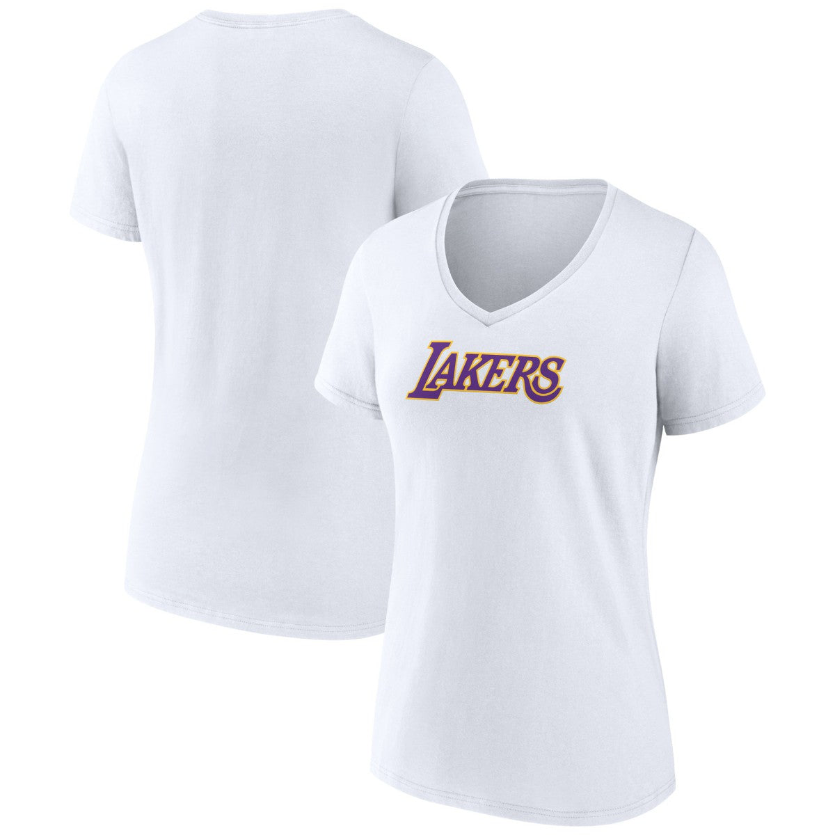 Los Angeles Lakers Women's Wordmark Home V-Neck T-Shirt White