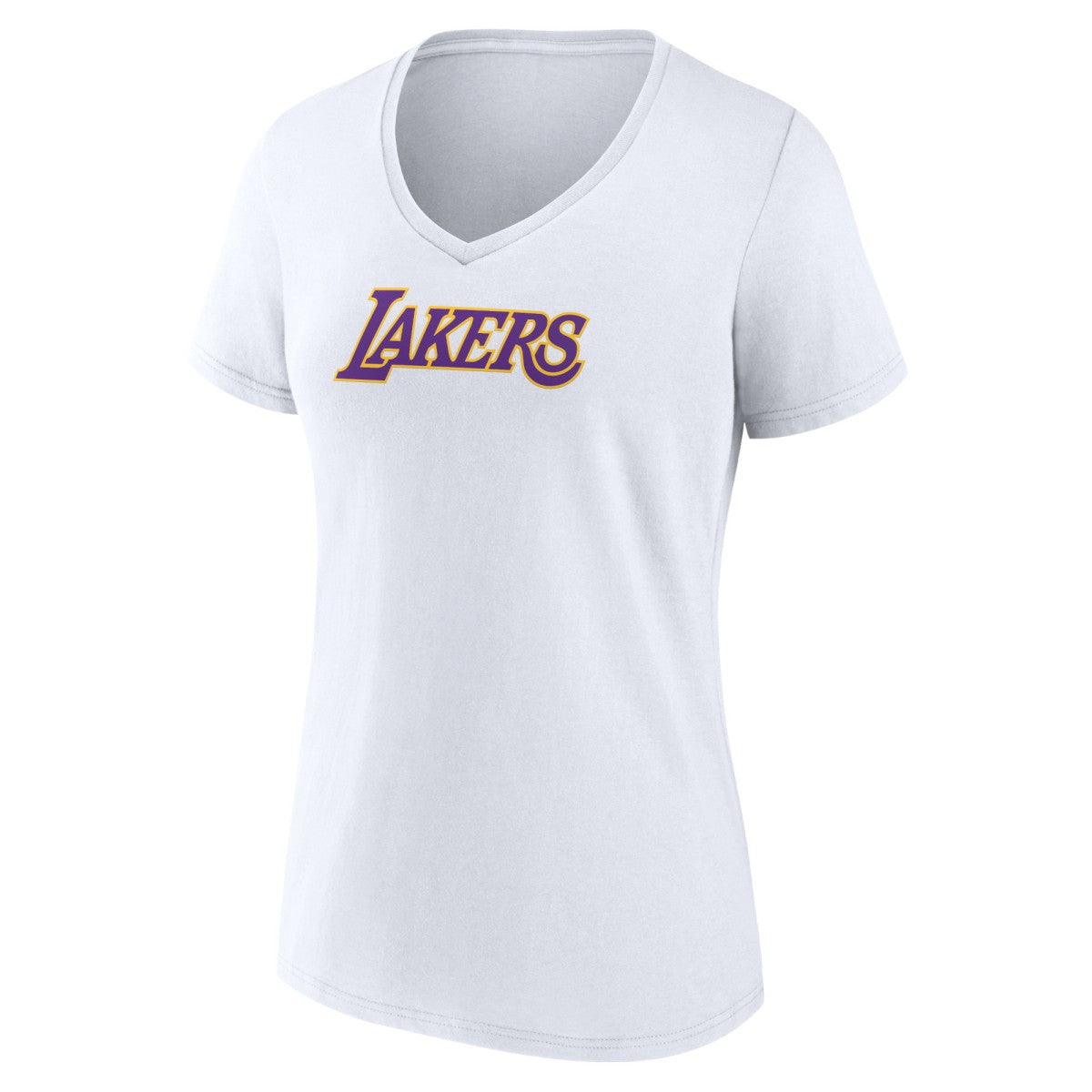 Los Angeles Lakers Women's Wordmark Home V-Neck T-Shirt White