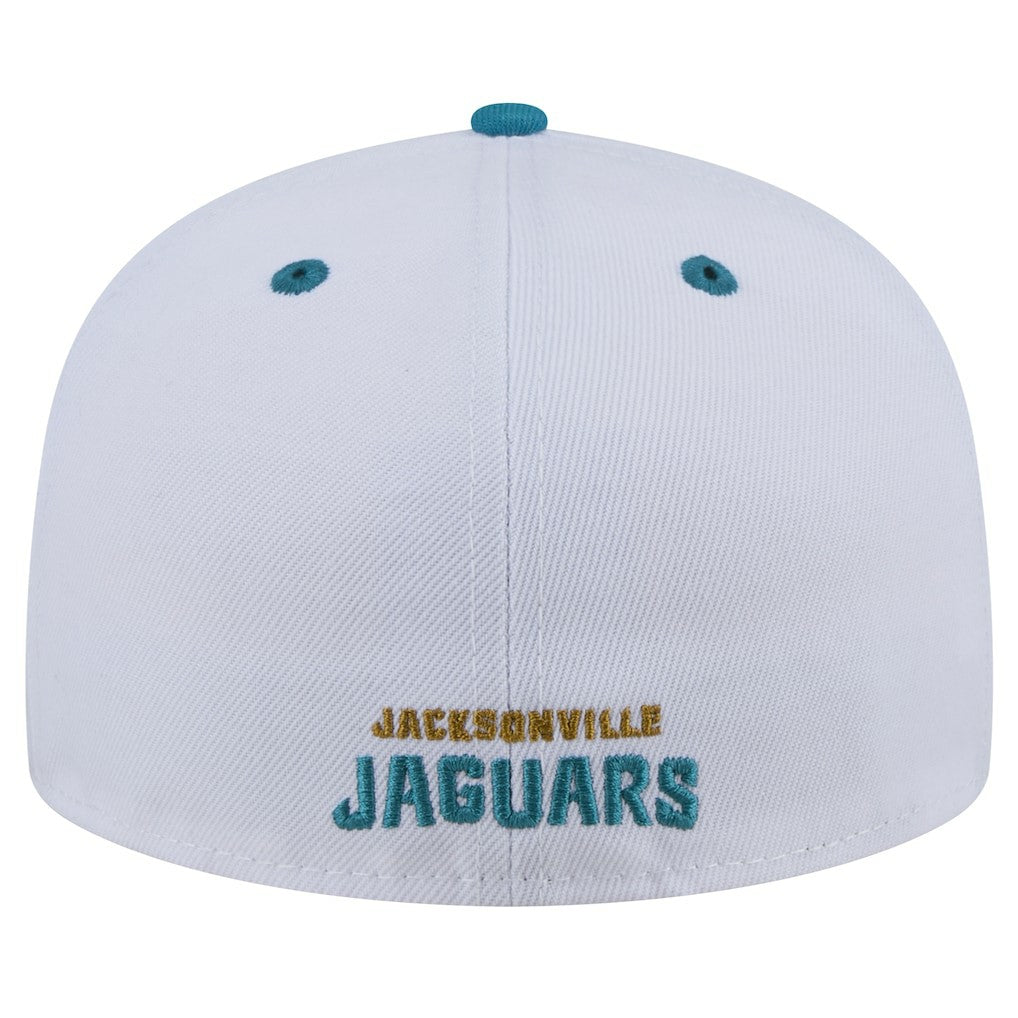 Jacksonville Jaguars New Era Throwback Logo Flipside Two-Tone 59FIFTY Fitted Hat White/Teal